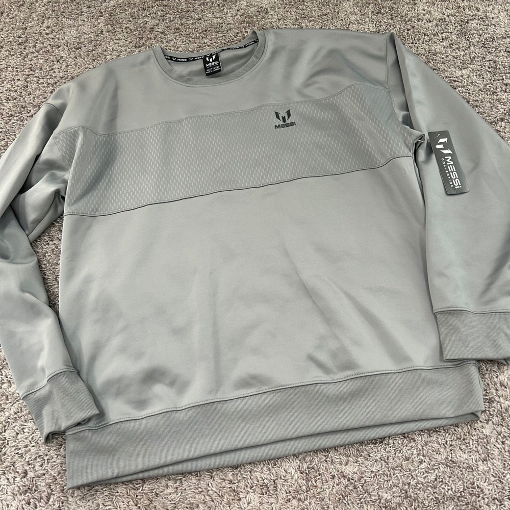 Messi‎ Collection Mens Grey Crewneck Sweatshirt Athletic Long Sleeve XXL NWT